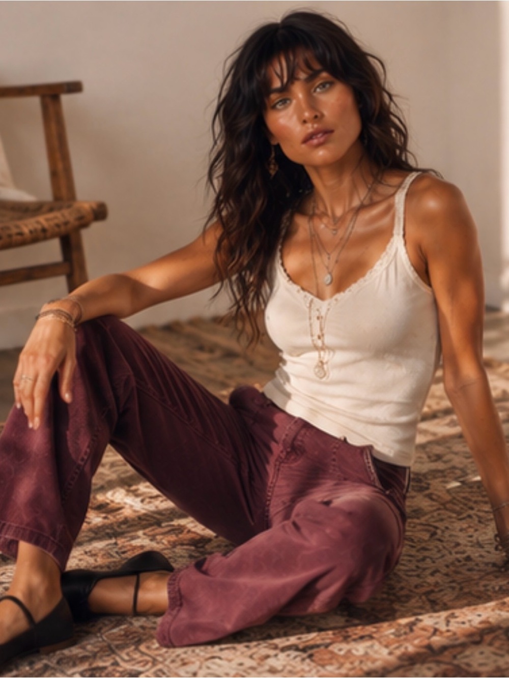 Modern Series Straight Fit Cargo Jeans in Plum Color